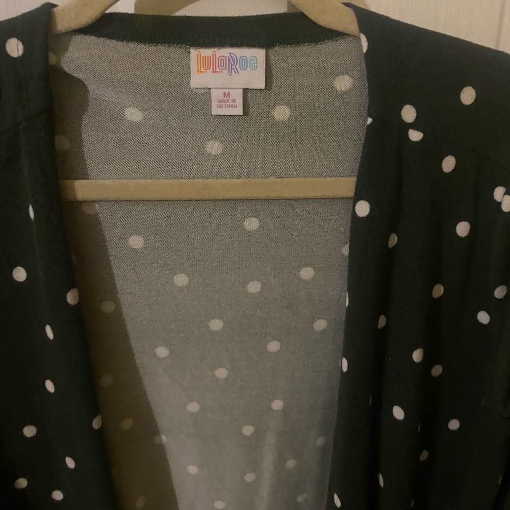 LuLaRoe NWT Medium Green White Polka Dot Caroline